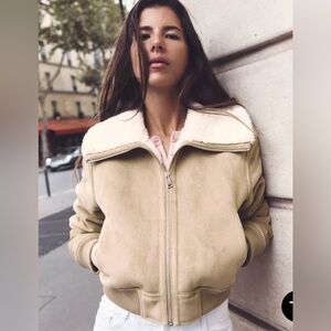 Zara Faux Shearling Bomber Jacket